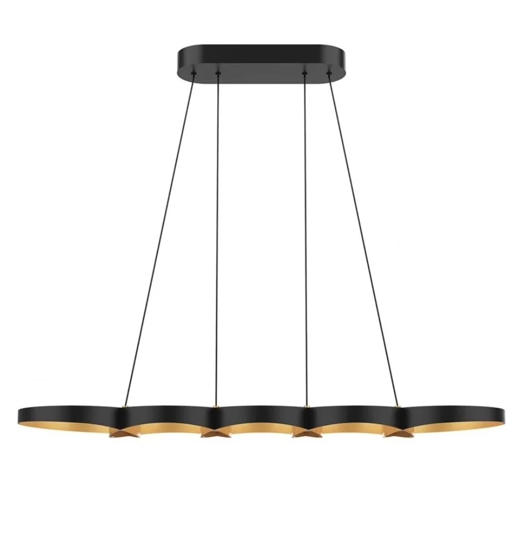 Modern Black & Gold Chandelier Pendant Light Fixture - photo 4