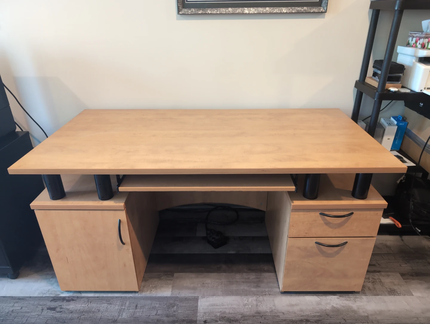 Office Desk with Keyboard Tray and Storage