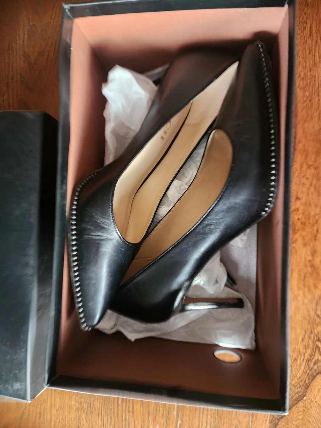 Coach Black Leather Heels with Studded Detail - photo 2