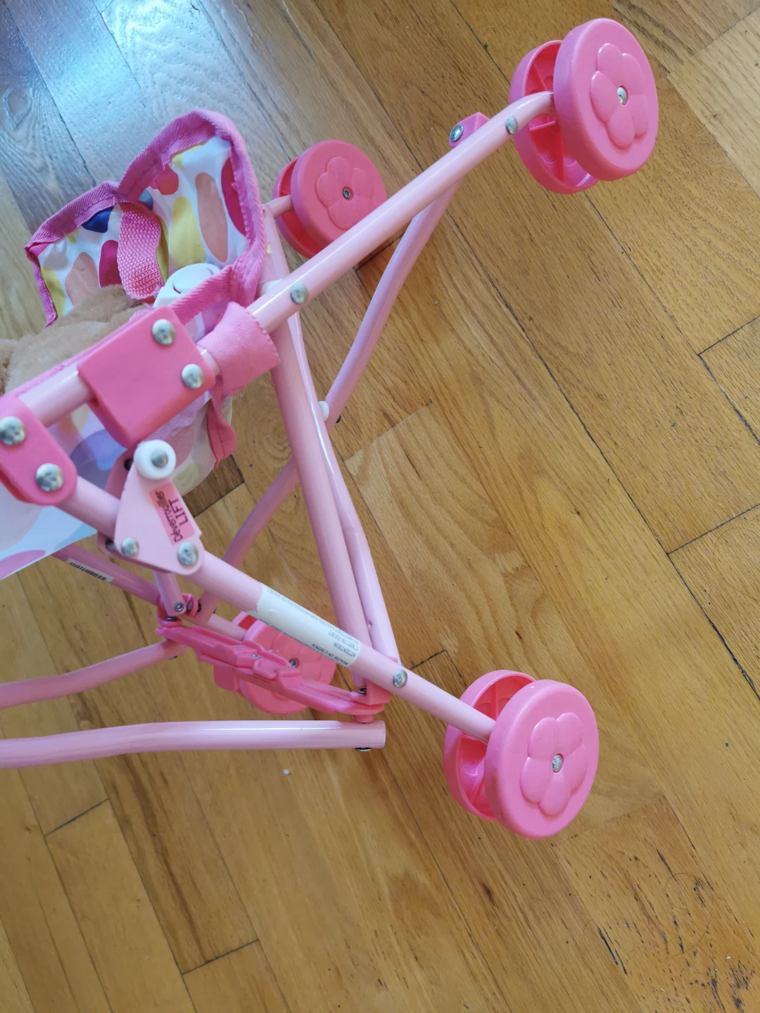 Pink Doll Stroller with Patterned Seat - photo 3