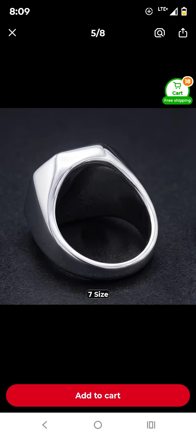 Men's Silver Tone Ring with Black Stone - Size 10 - photo 3