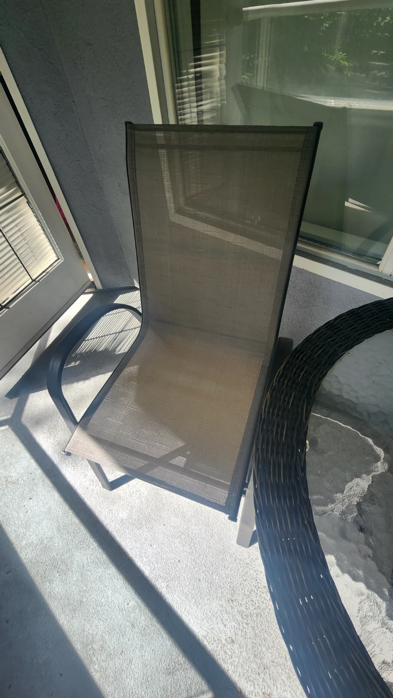 Round Glass Top Wicker Patio Table with two chairs - photo 4