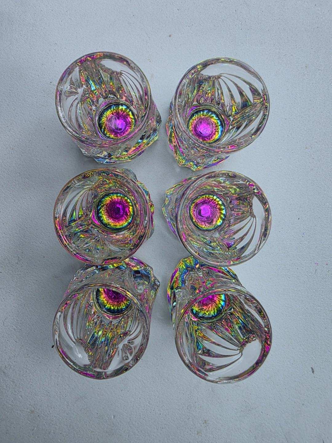 Set of 6 Iridescent Crystal Shot Glasses