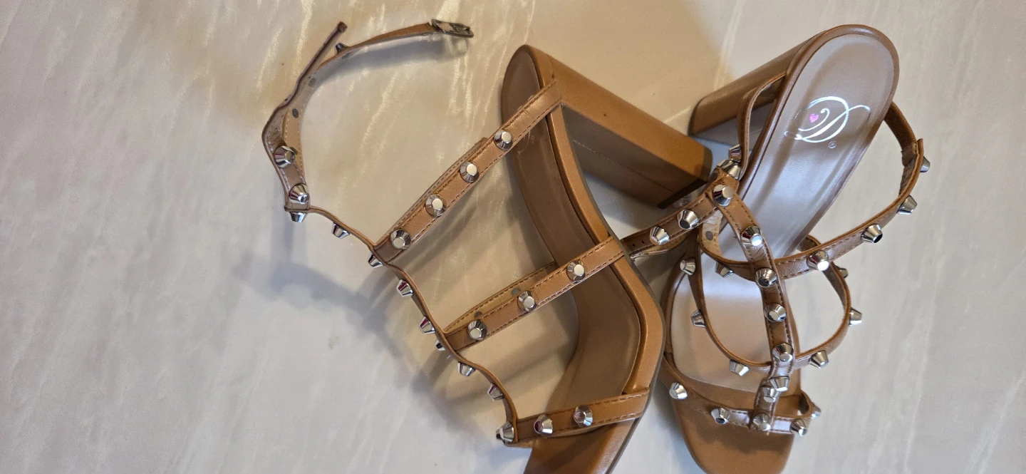 Brown Studded Block Heel Sandals Size 7 - photo 3