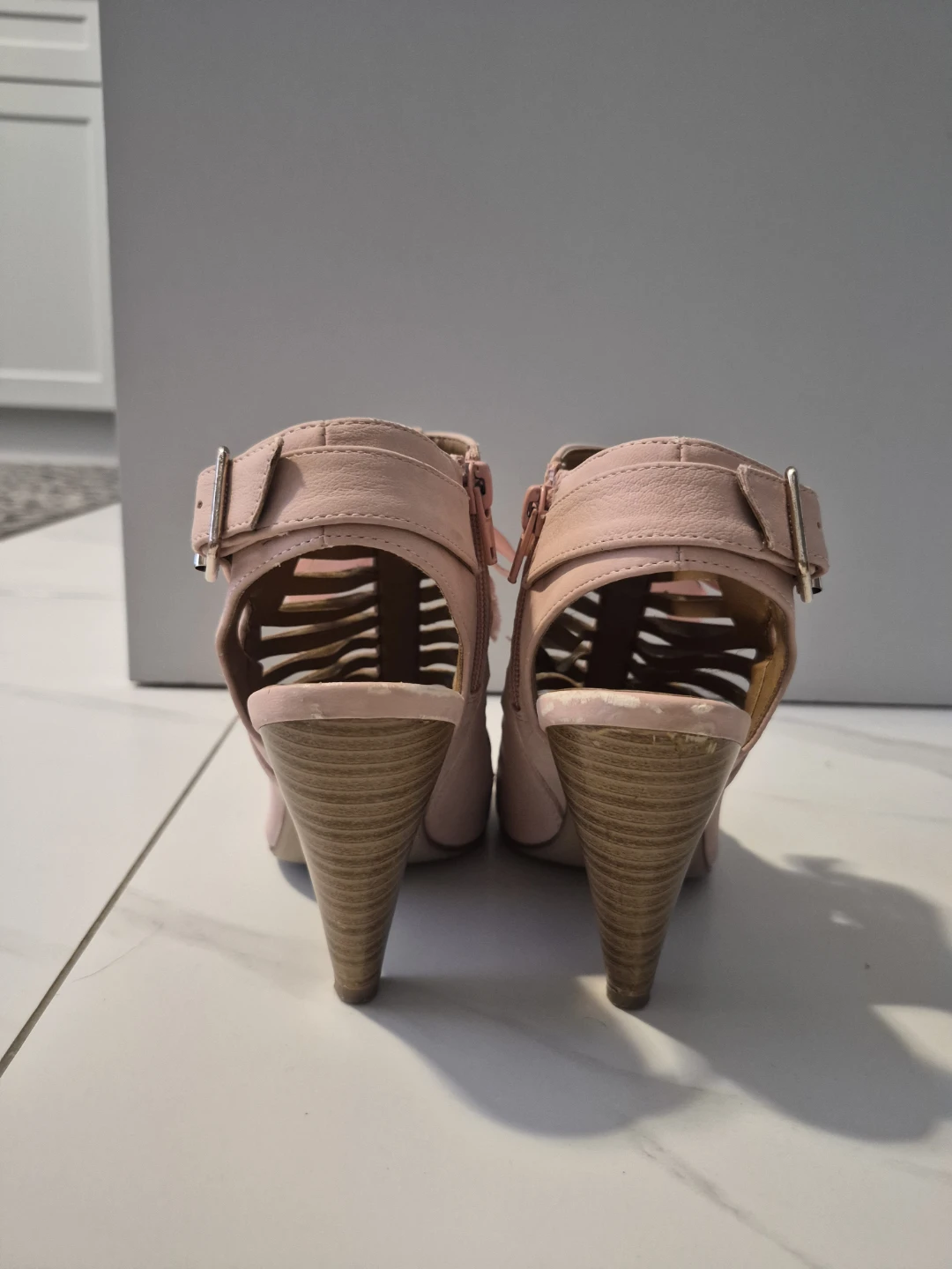 Pink Strappy Heels with Bows & Pearls - photo 3