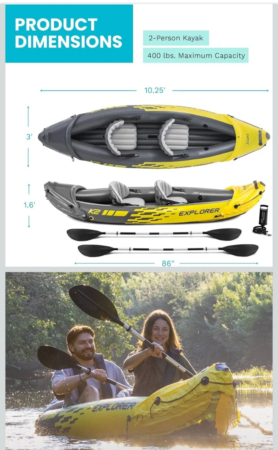 Intex Explorer K2 Kayak - Yellow - photo 3