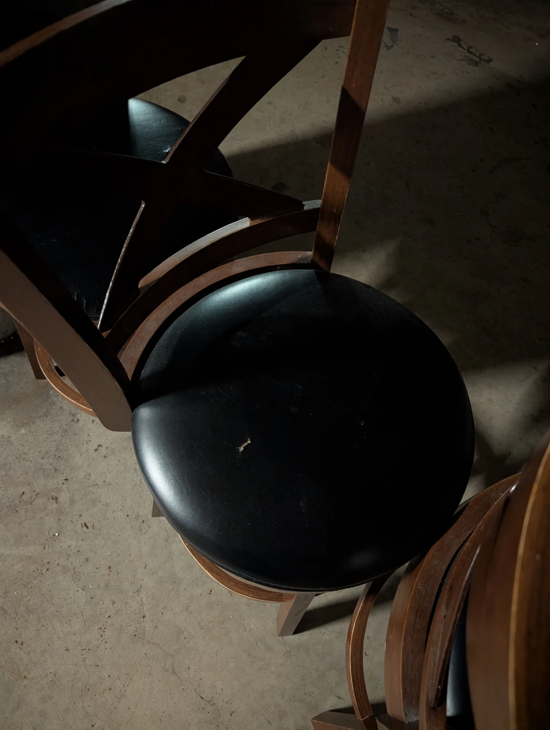 3 Wooden Swivel Bar Stools with Black Seats - photo 3