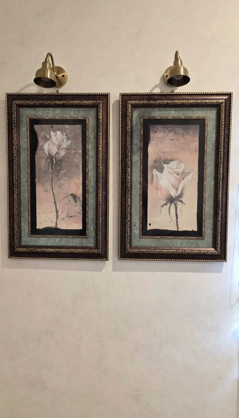 Set of 2 Framed Rose Print Wall Art