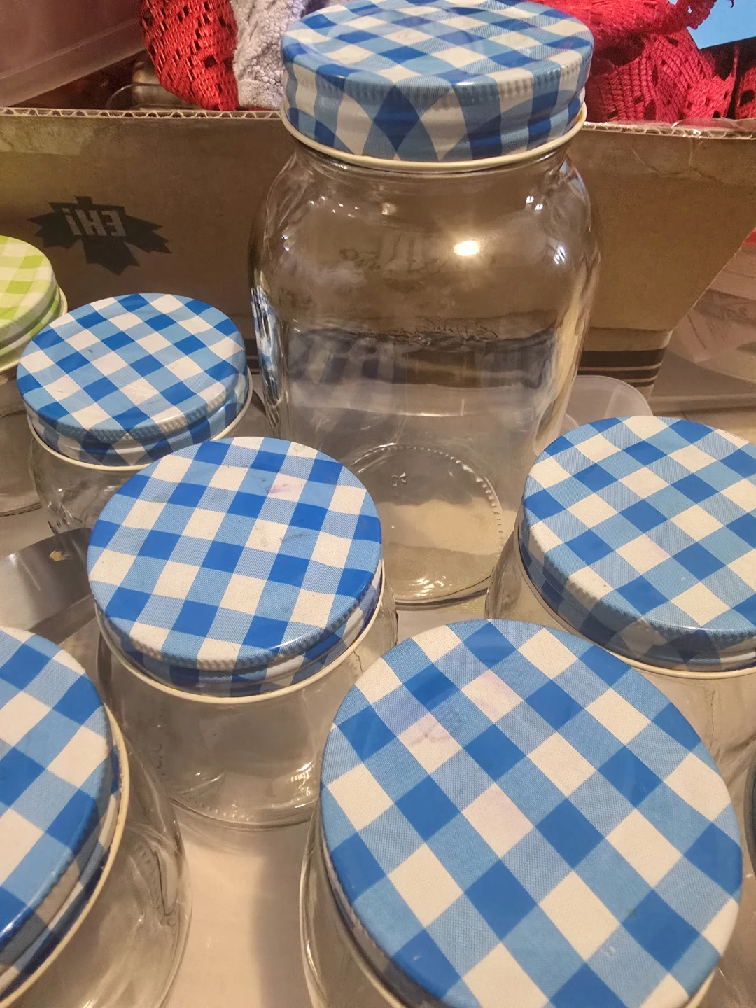 Set of Glass Jars with Gingham Lids - photo 3