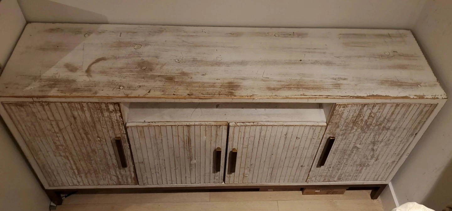 Distressed White Wood TV Stand/Cabinet (Best Offer Accepted)