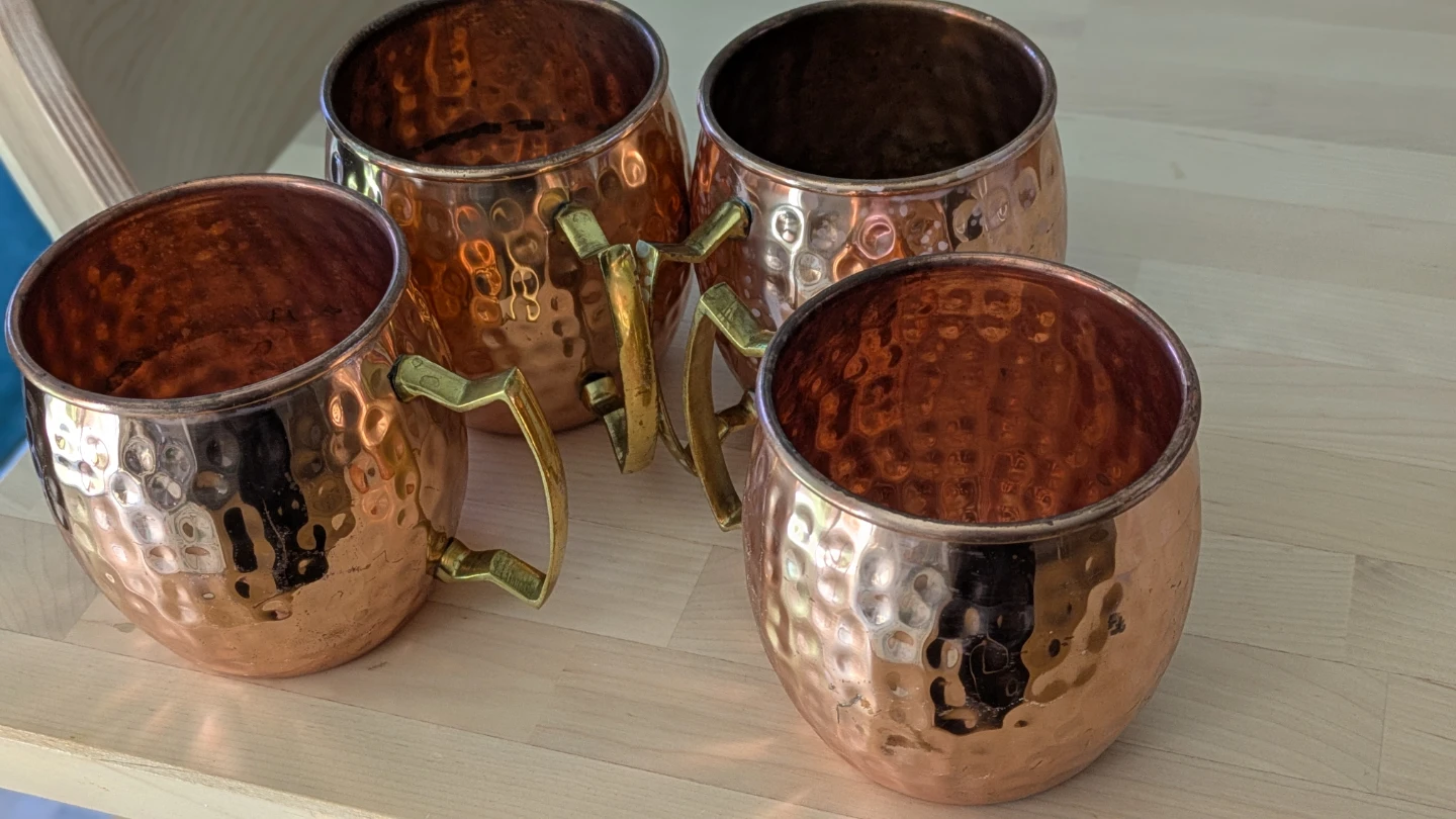 Set of 4 Hammered Copper Mugs