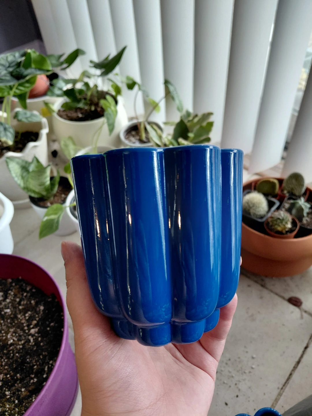 4" Blue Flower Pot