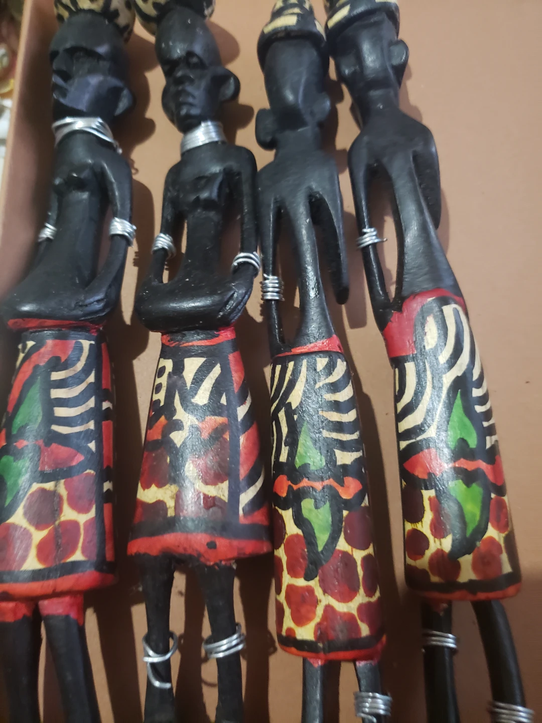 Set of 4 African tribal wooden figurines - photo 4