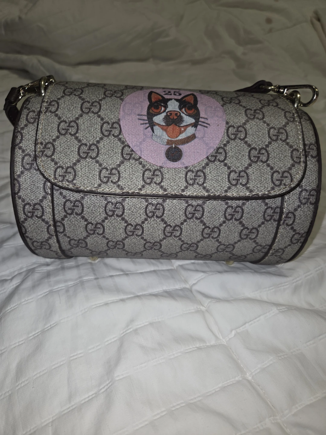Gucci Cylindrical Shoulder Bag with Dog Graphic