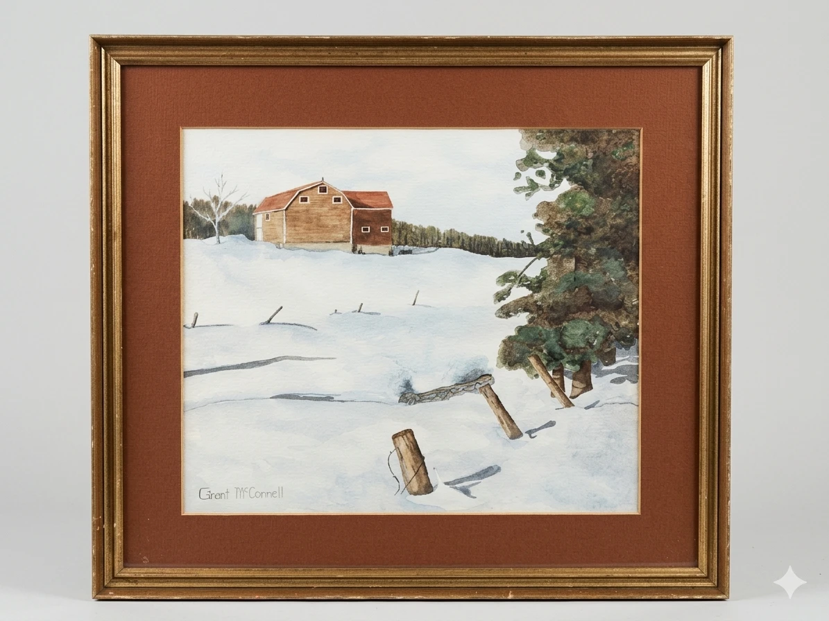 Grant McConnell Framed Winter Landscape Painting