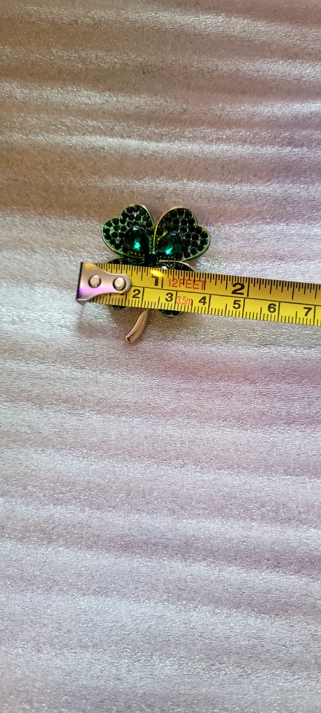 Four Leaf Clover Pin with Green Gems - photo 4