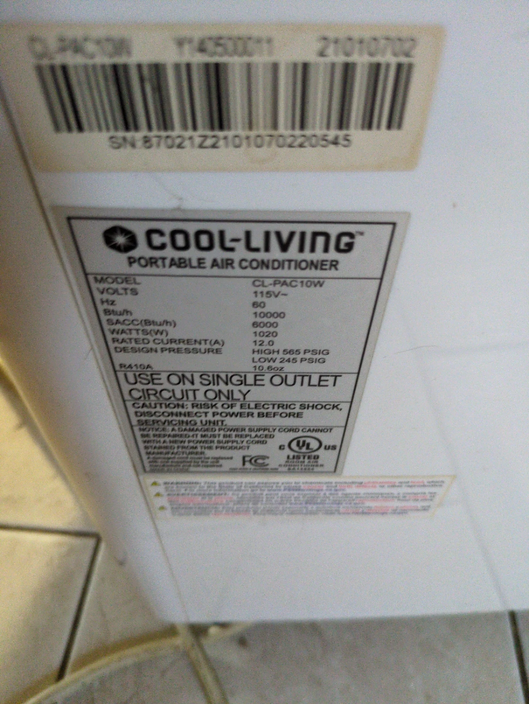 Cool-Living 10,000 BTU Portable Air Conditioner - photo 4