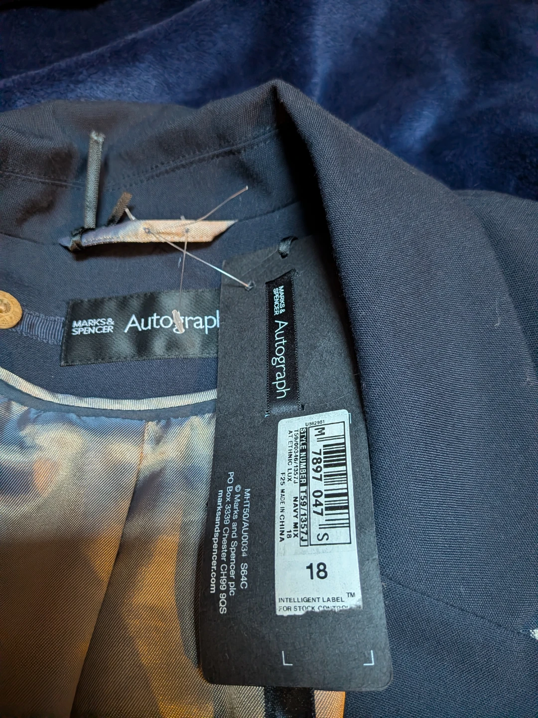 Marks & Spencer Autograph Navy Mix Blazer Size 18 - photo 2