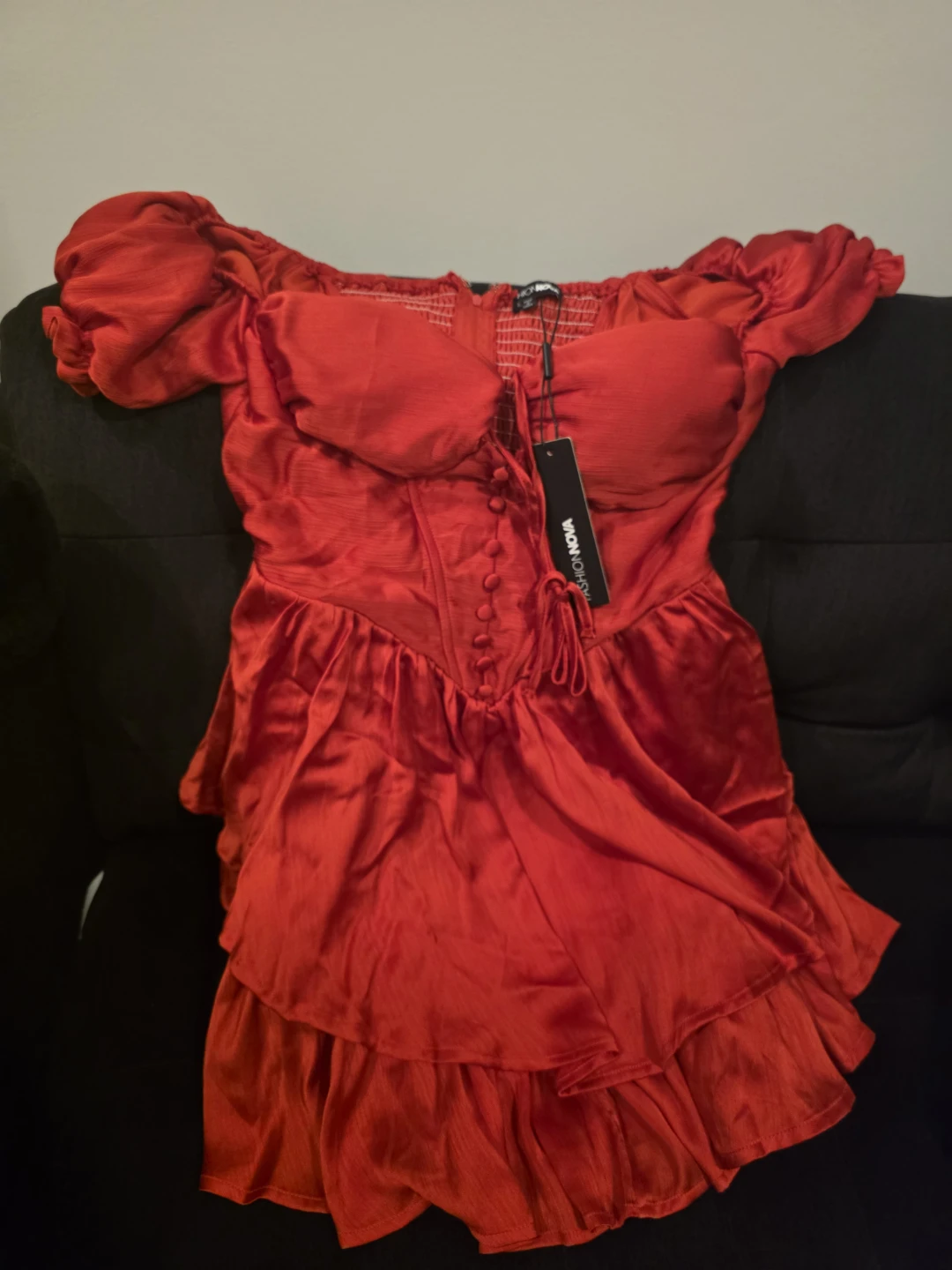 Fashion Nova Red Satin Romance Dress