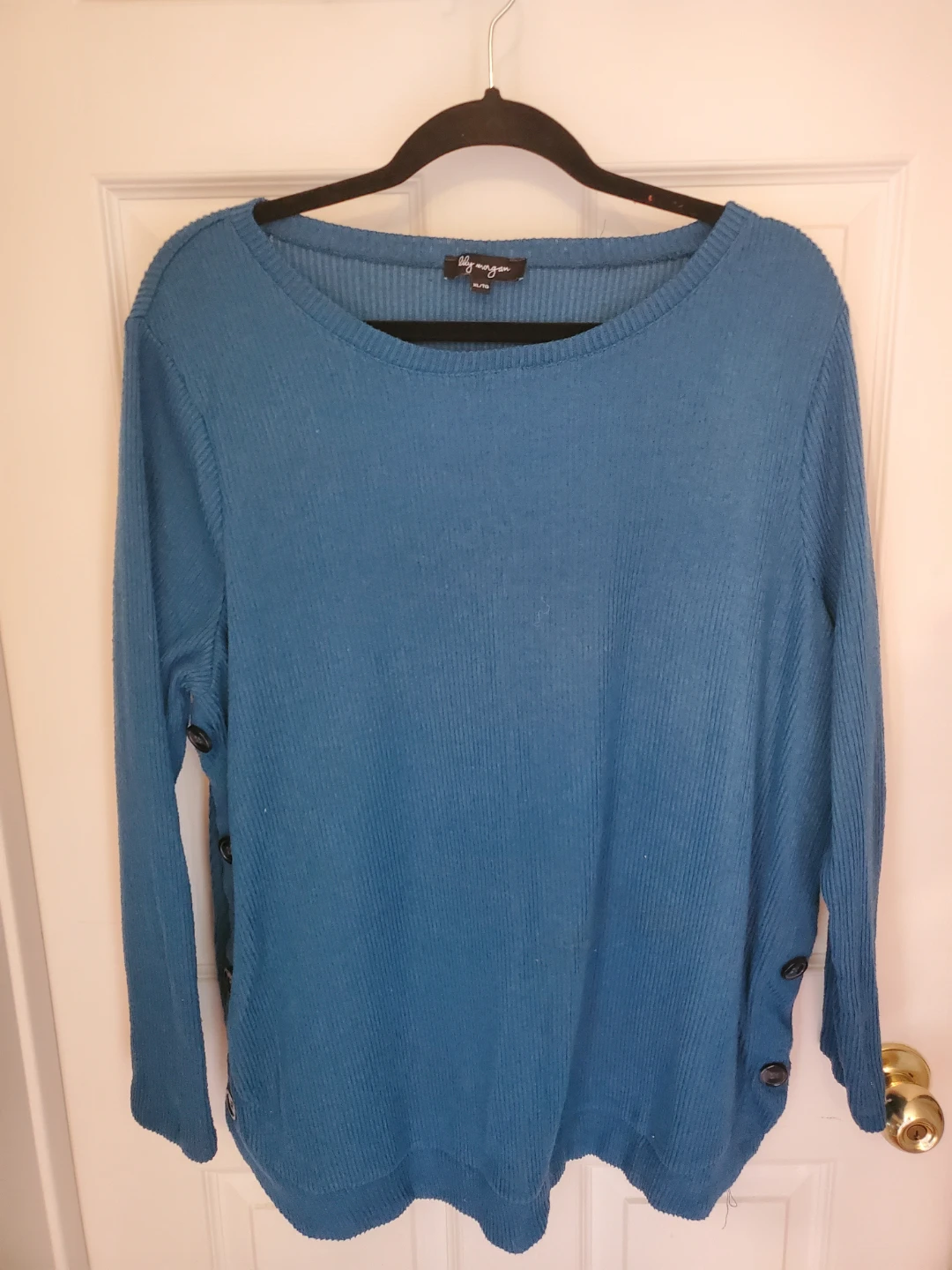Teal Blue Ribbed Top