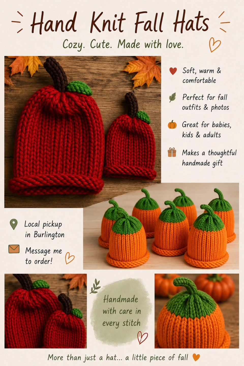 Pumpkin & Apple Hats are back!!