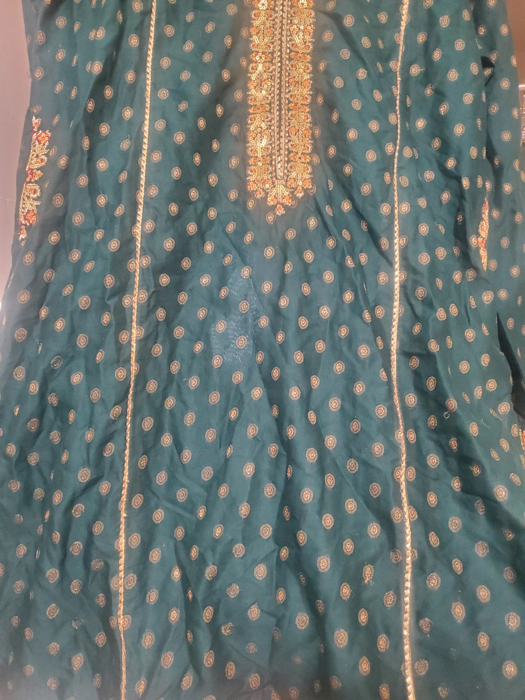 Green Kurti with gold print