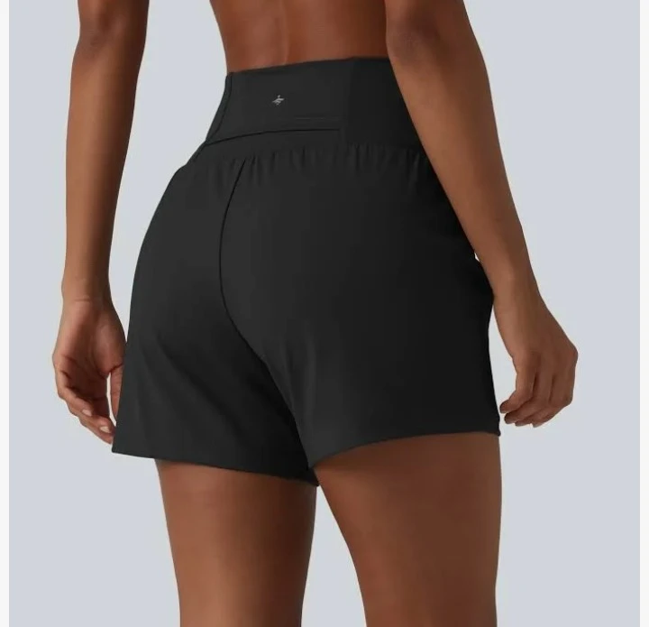 Halara Pantalón corto yoga 2 en 1 con bolsillo trasero oculto , - photo 2