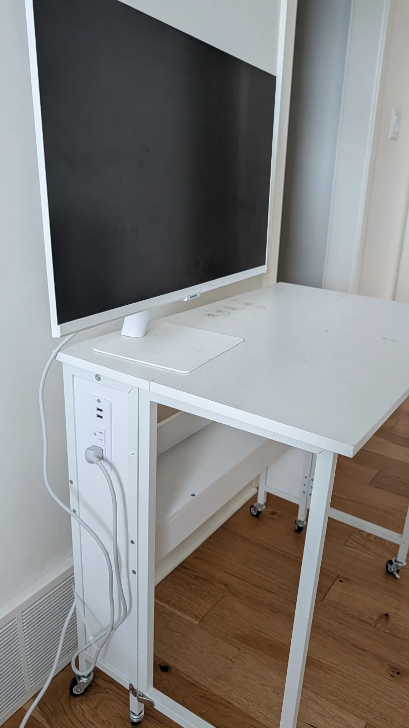 White Folding Desk with Wheels - photo 4