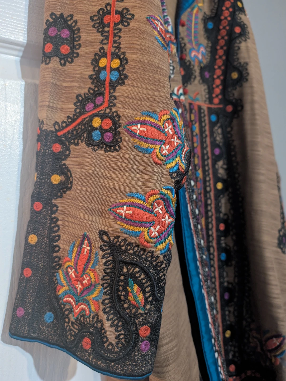 Brown Embroidered Open Front Cardigan - photo 2