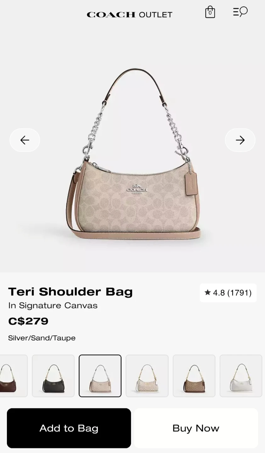 COACH Teri Shoulder Bag in Signature Canvas