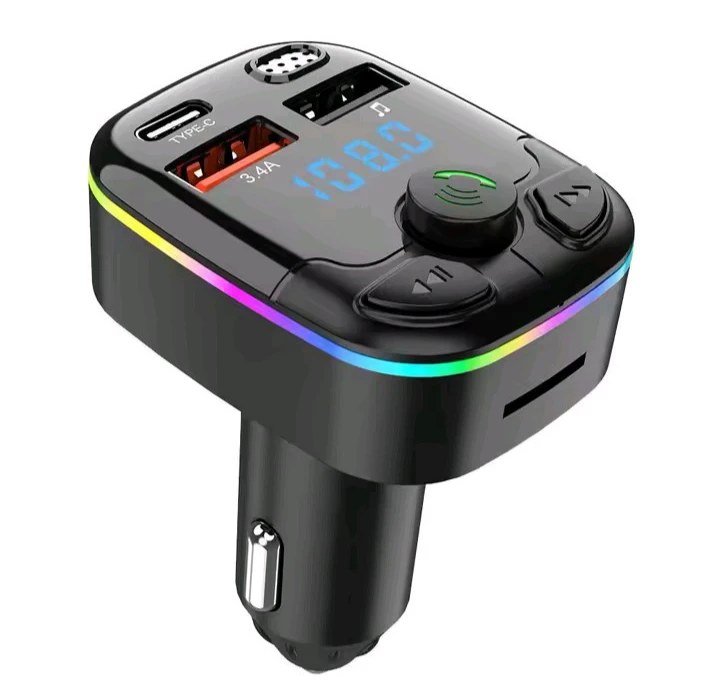 Car Bluetooth FM Transmitter with USB-C and 3.4A Ports