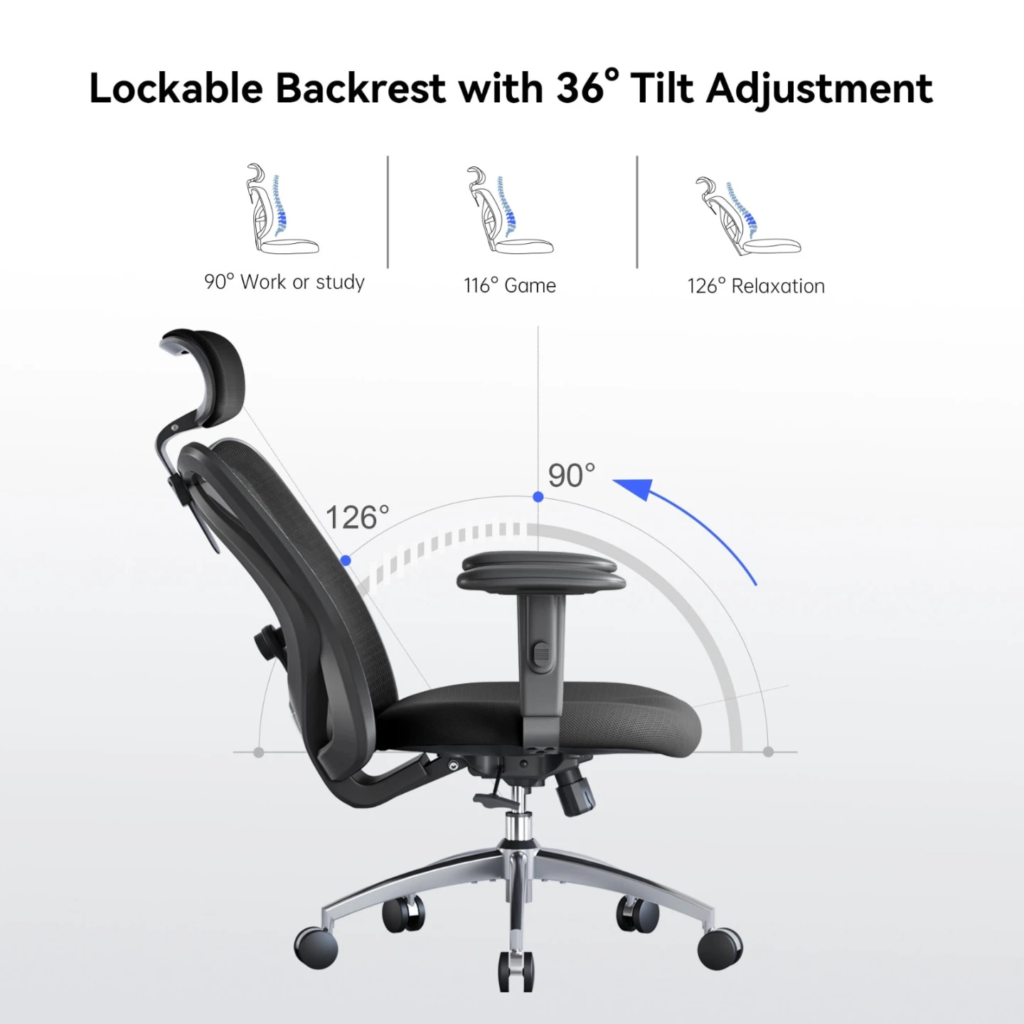 Computer Ergonomic Chair with Adjustable Lumbar Support - photo 2