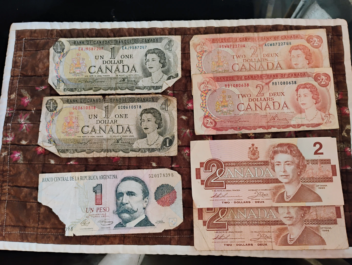 Canadian and Argentina Vintage Bank Notes