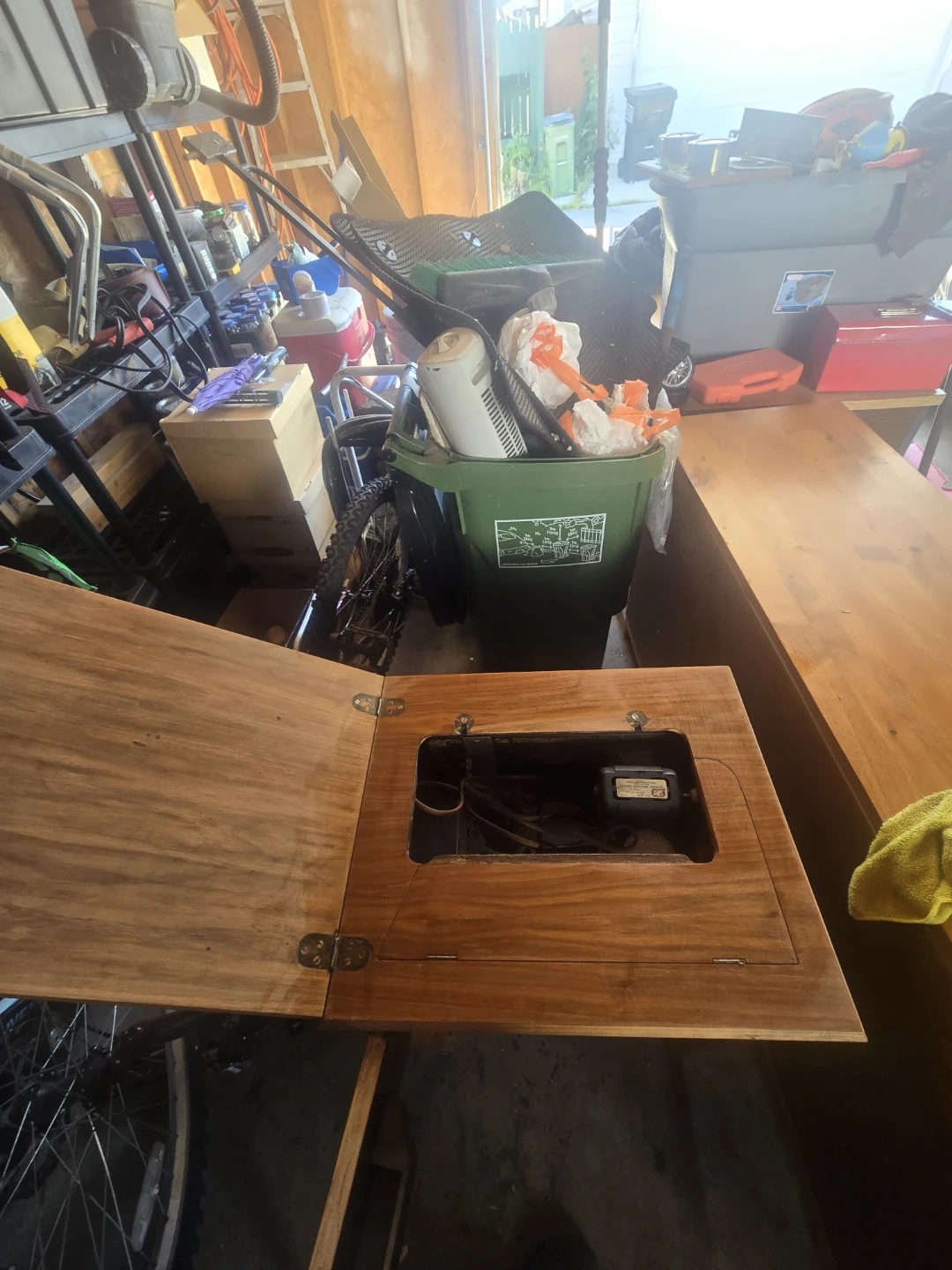 Vintage Sewing Machine Cabinet Table