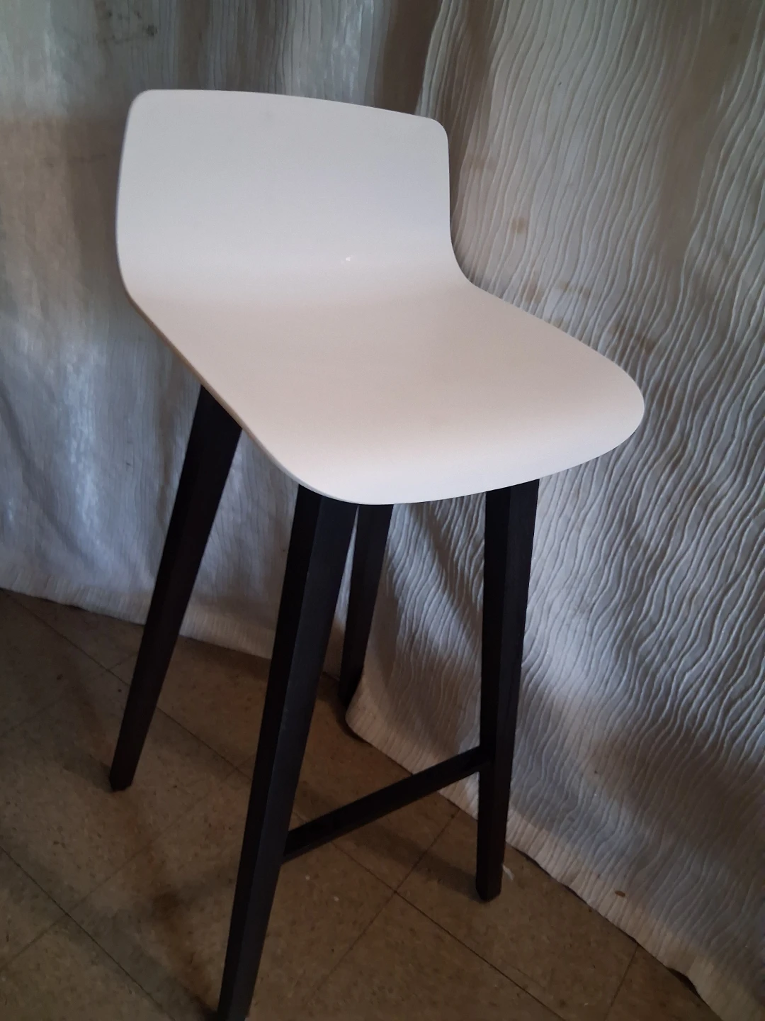 White Bar Stool with Black Legs