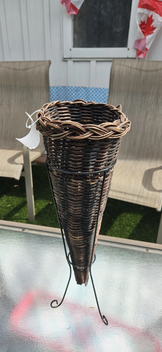 Wicker Cone-Shaped Basket with Stand - photo 2