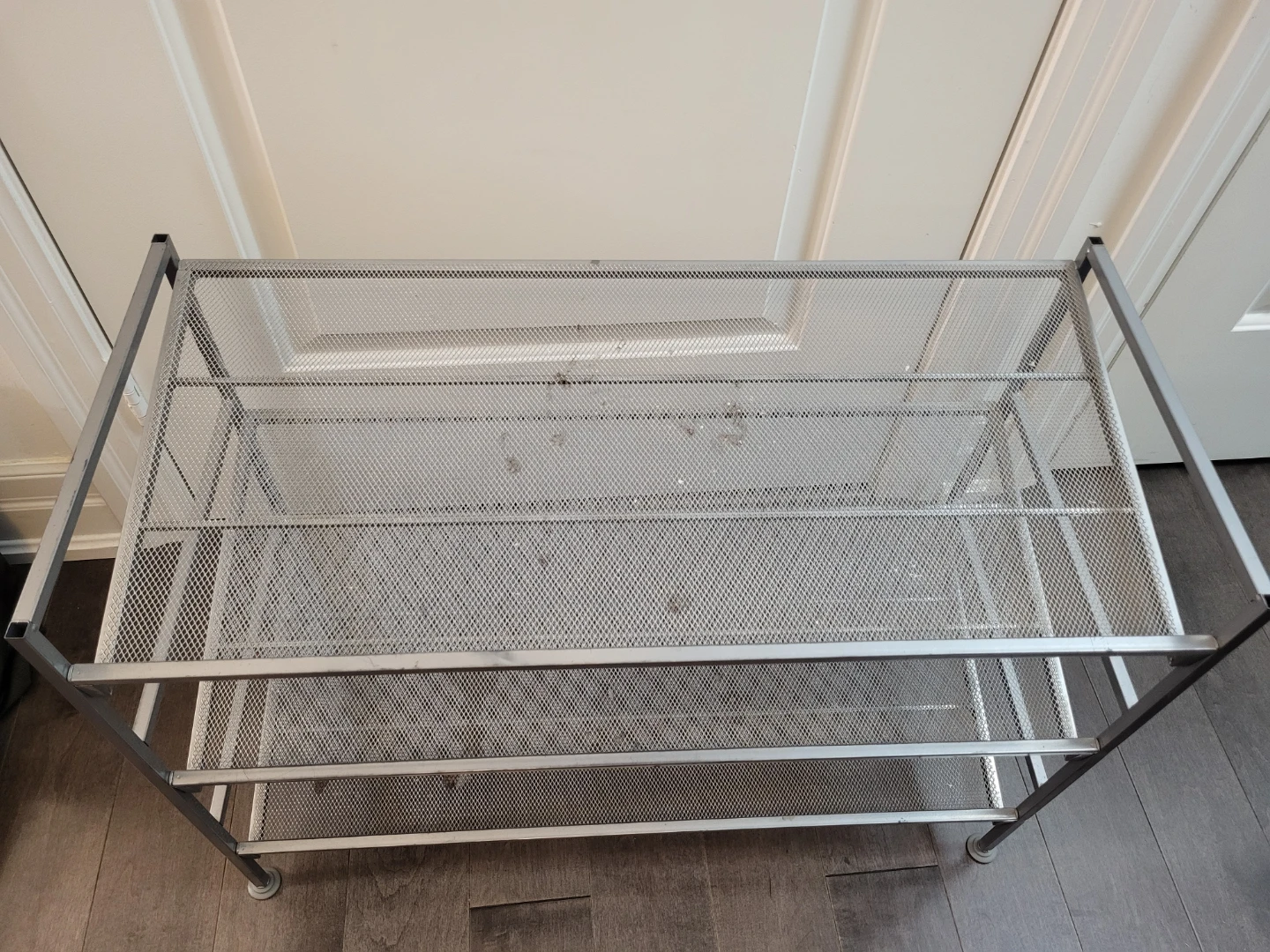 Three Tier Silver Metal Mesh Shoe Rack - photo 2