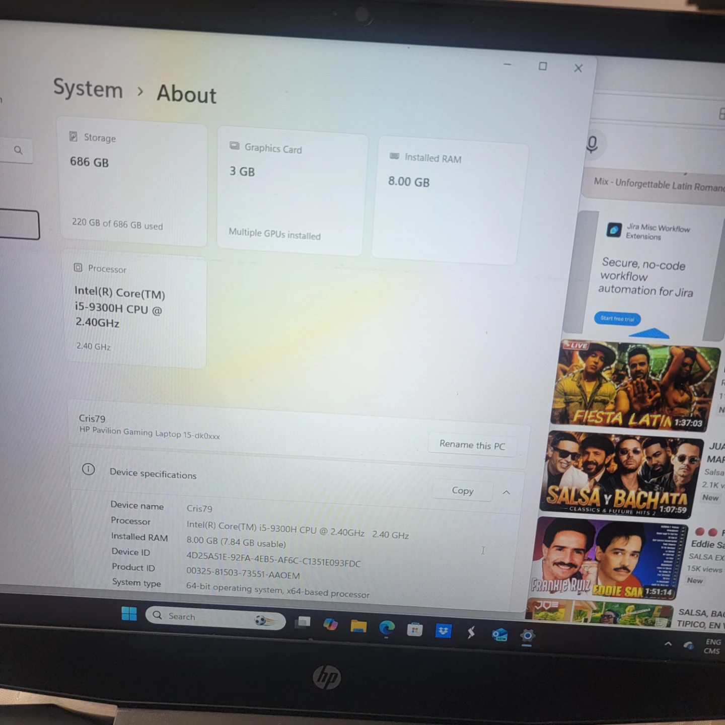 HP Pavilion Gaming Laptop -   (needs battery ,