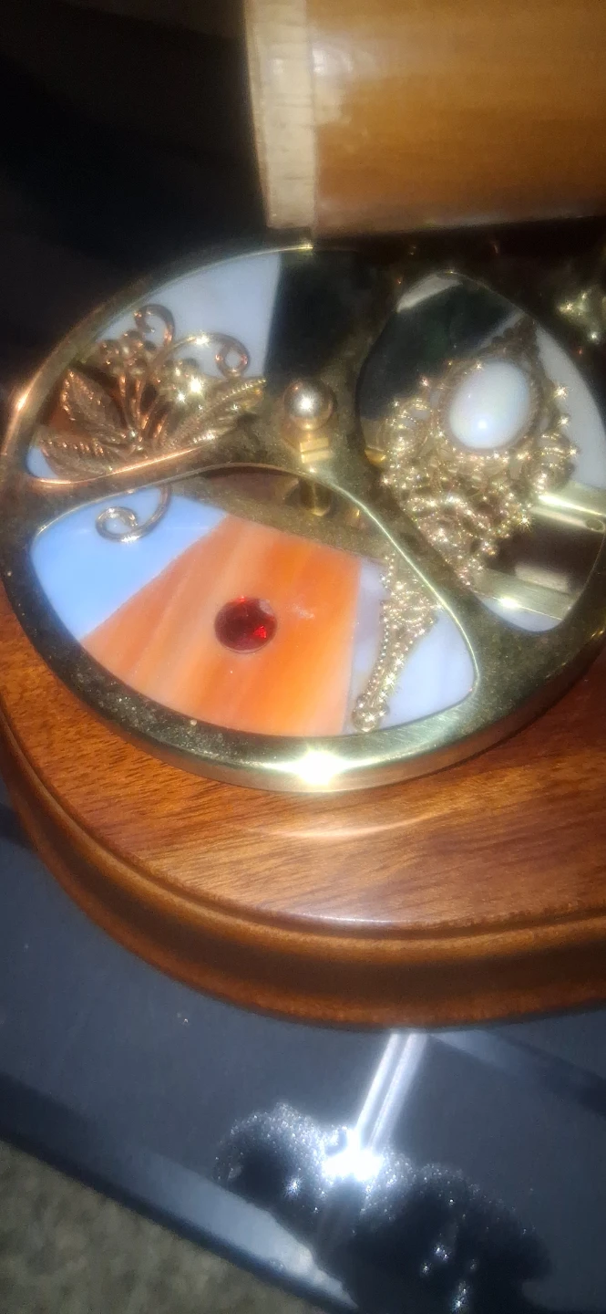 Decorative Kaleidoscope music Box with Stained Glass Base+Gems - photo 2
