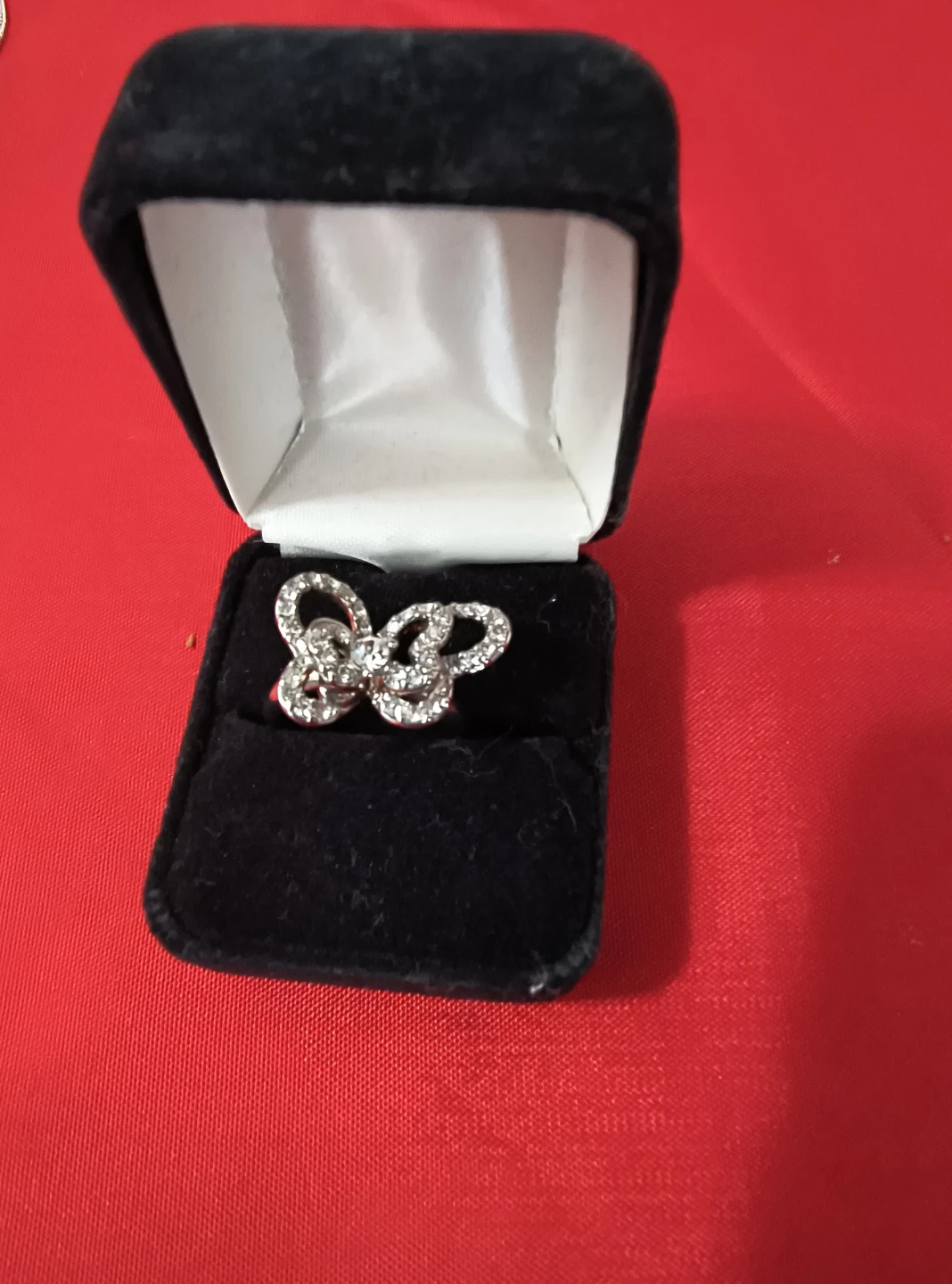 Silver Tone butterfly ring with stones - photo 2