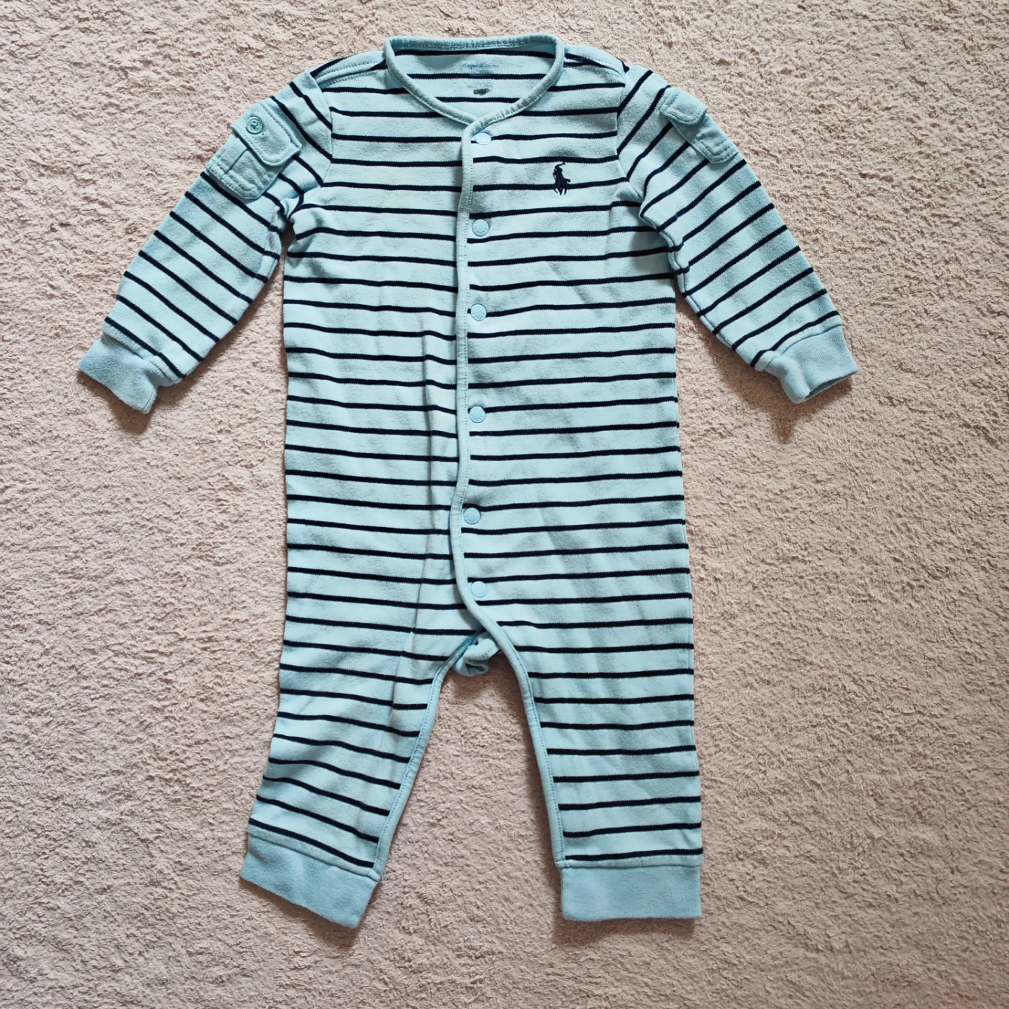Ralph Lauren Baby Blue Striped Footed Pajamas - photo 4