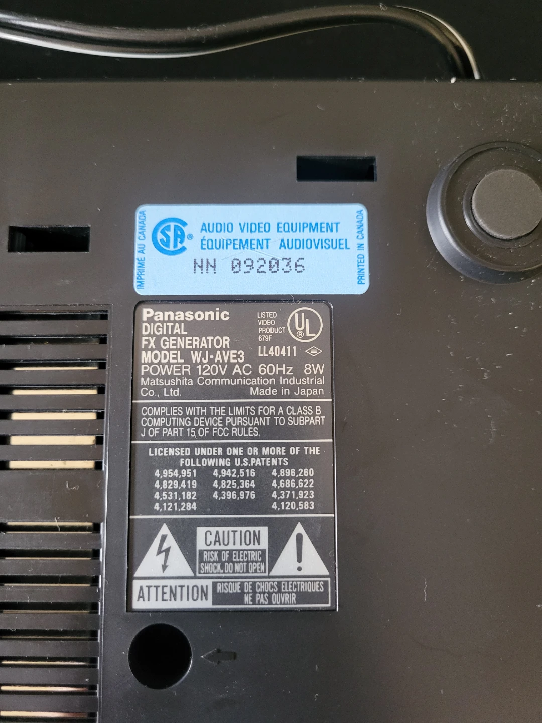 Panasonic WJ-AVE3 FX Digital Video Generator - photo 2