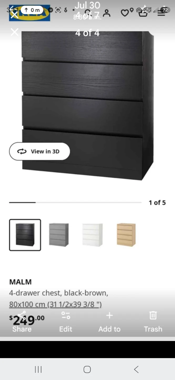 IKEA MALM 4-drawer chest, black-brown - photo 3