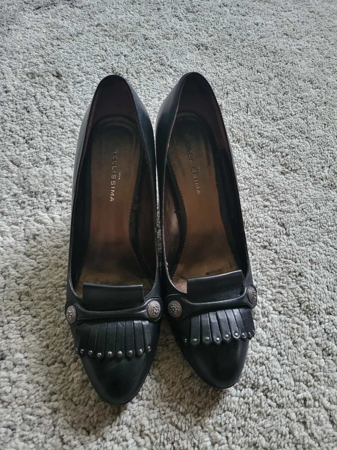 Mia Bellissima Black Leather Heels Size 38