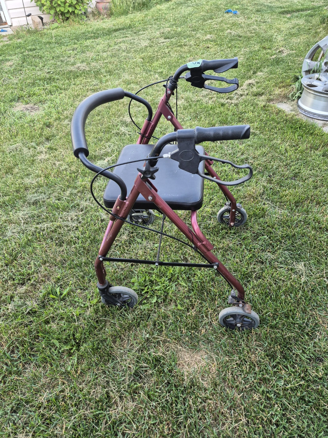 Red 4-Wheel Rollator Walker with Seat