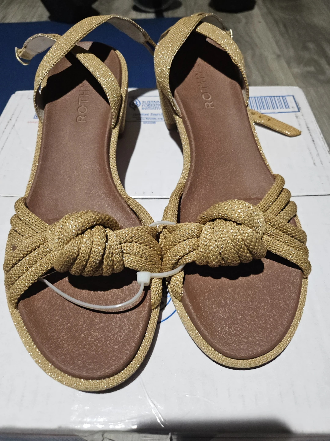 Rothys Gold Glitter Sandals