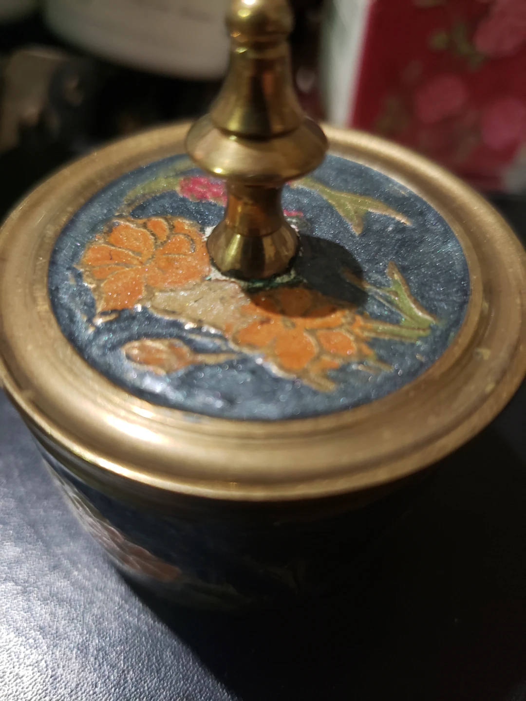Vintage Brass Trinket Box with Floral Design - Made in India - photo 2