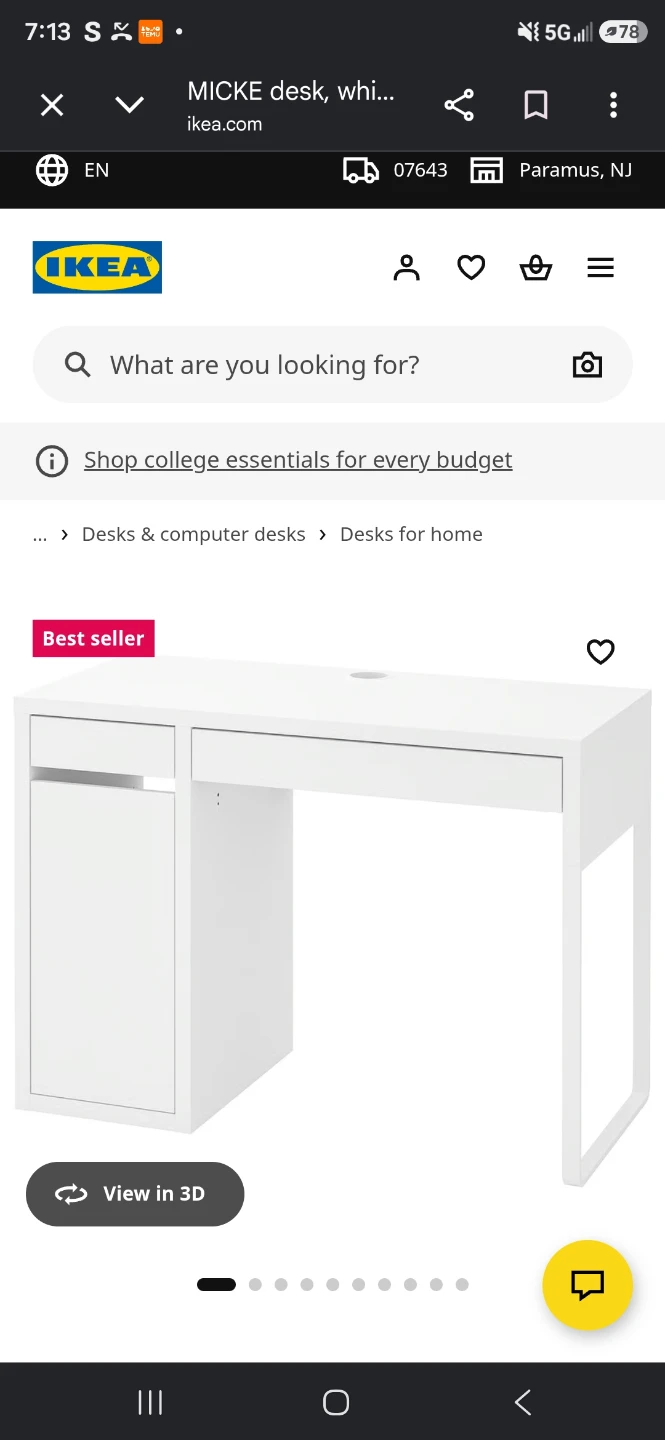 IKEA White Desk with Drawer and Cabinet - photo 3