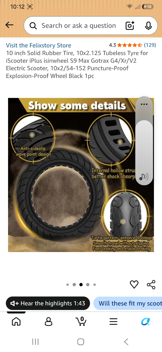 Felixstory 10 inch Solid Rubber Scooter Tire - photo 5