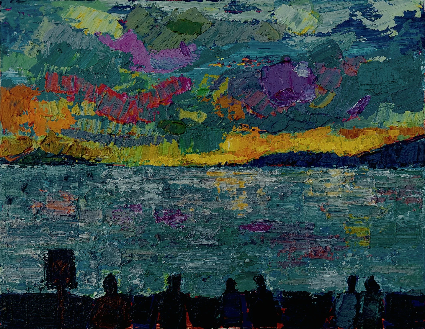 Painting of a Sunset Over English Bay Beach